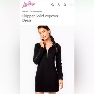 Lilly Pulitzer Skipper Solid Popover Dress in Onyx Black Size Small